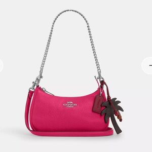 Coach Vibrant Pink Shoulder Bag with Silver Accents